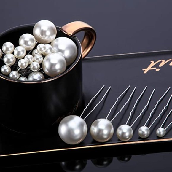 FAUX PEARL HAIR PINS BRIDAL WEDDING SET OF 40 - Picture 6 of 6